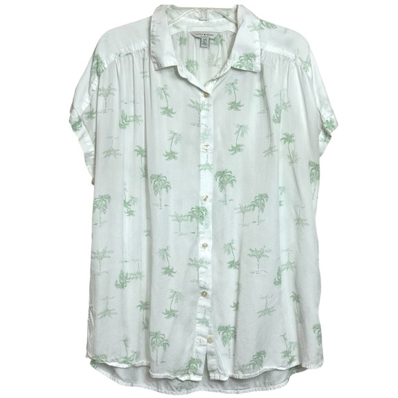 Lucky Brand Palm Tree Women’s Camp Button-Up Shirt Size Medium - Picture 4 of 8